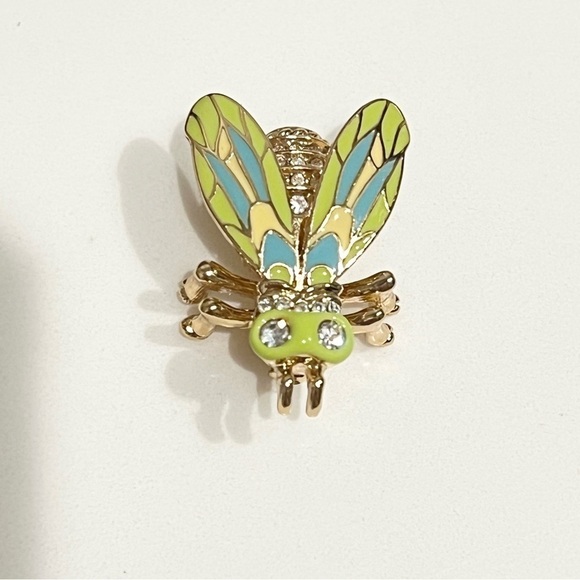 1960-70s Vintage Gold Tone Rhinestone & Enamel Honey Bee Brooch, MINT condition - Picture 3 of 6